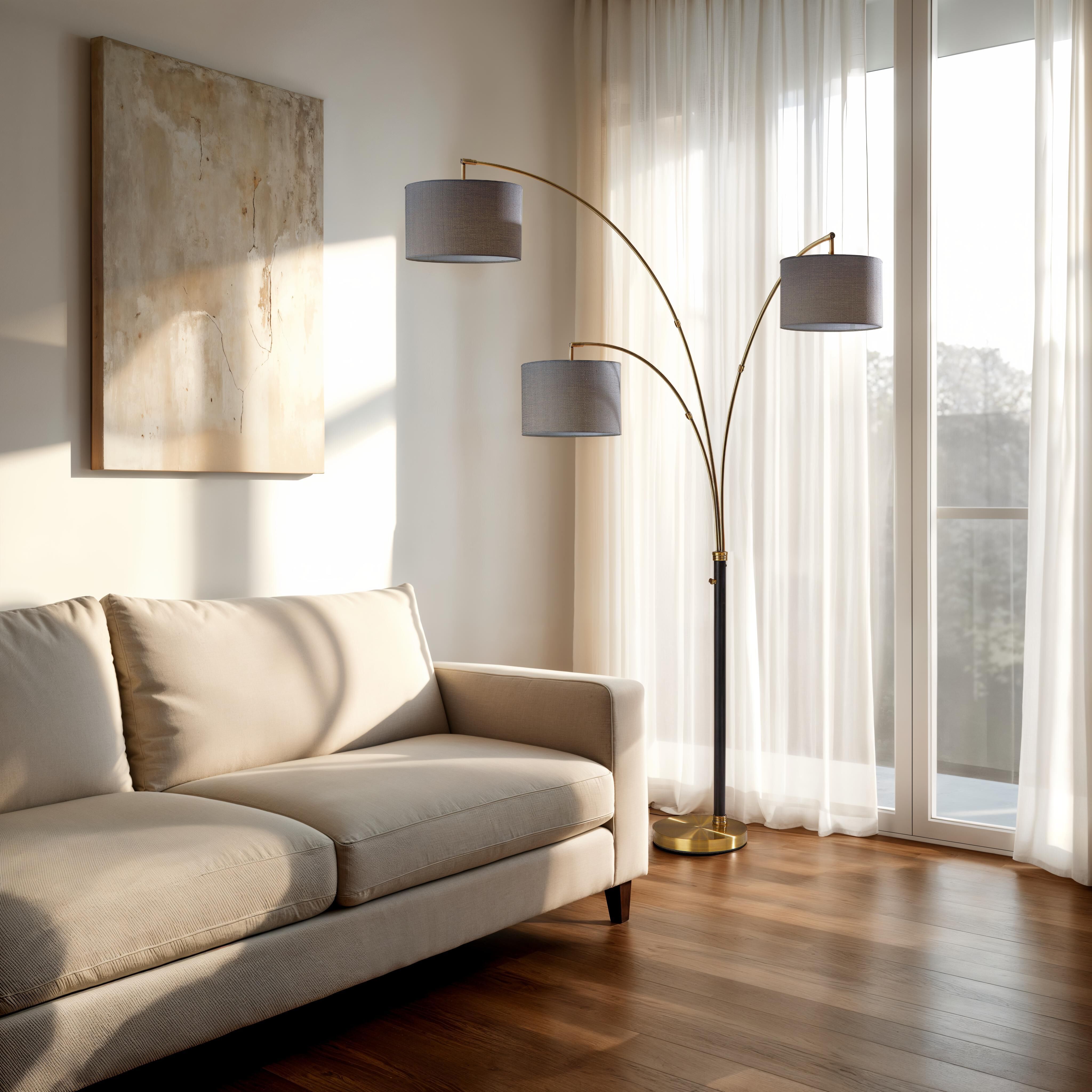 Bergen 82 inch 60.00 watt Black and Antique Brass Arc Floor Lamp Portable Light